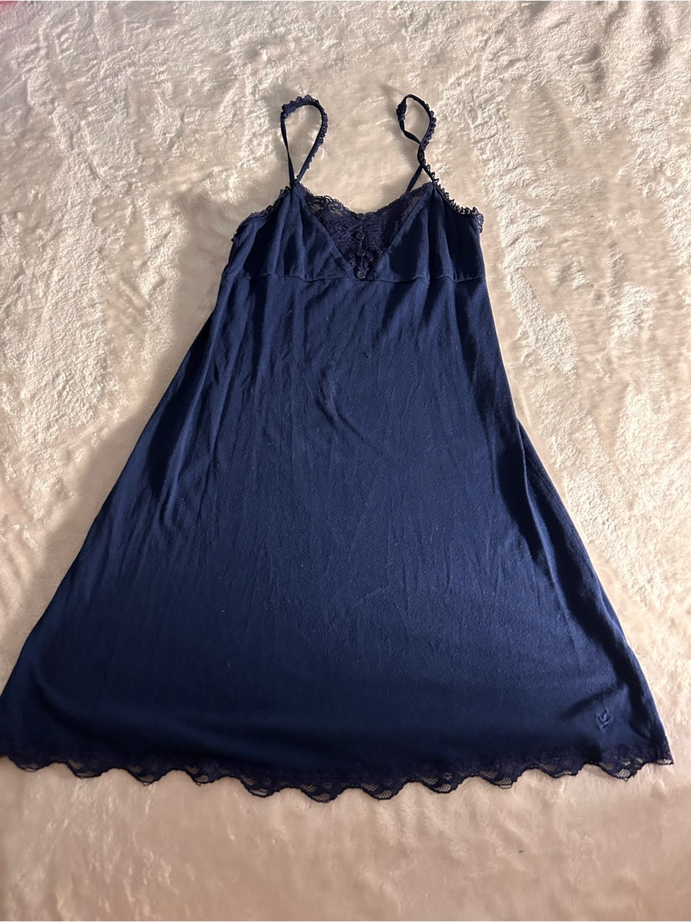 Women’s Navy Lace-Trim Slip Dress